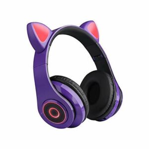B39 Cute Cat Ear Headset Wireless BT5.0 Foldable Gaming Headphone (Purple)