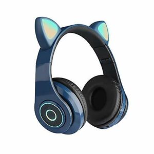 B39 Cute Cat Ear Headset Wireless BT5.0 Foldable Gaming Headphone (Blue)